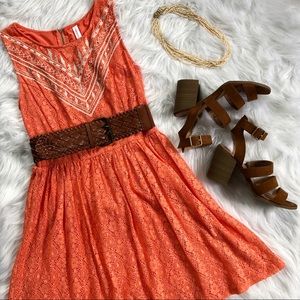 Coral orange lace dress 🍊👗